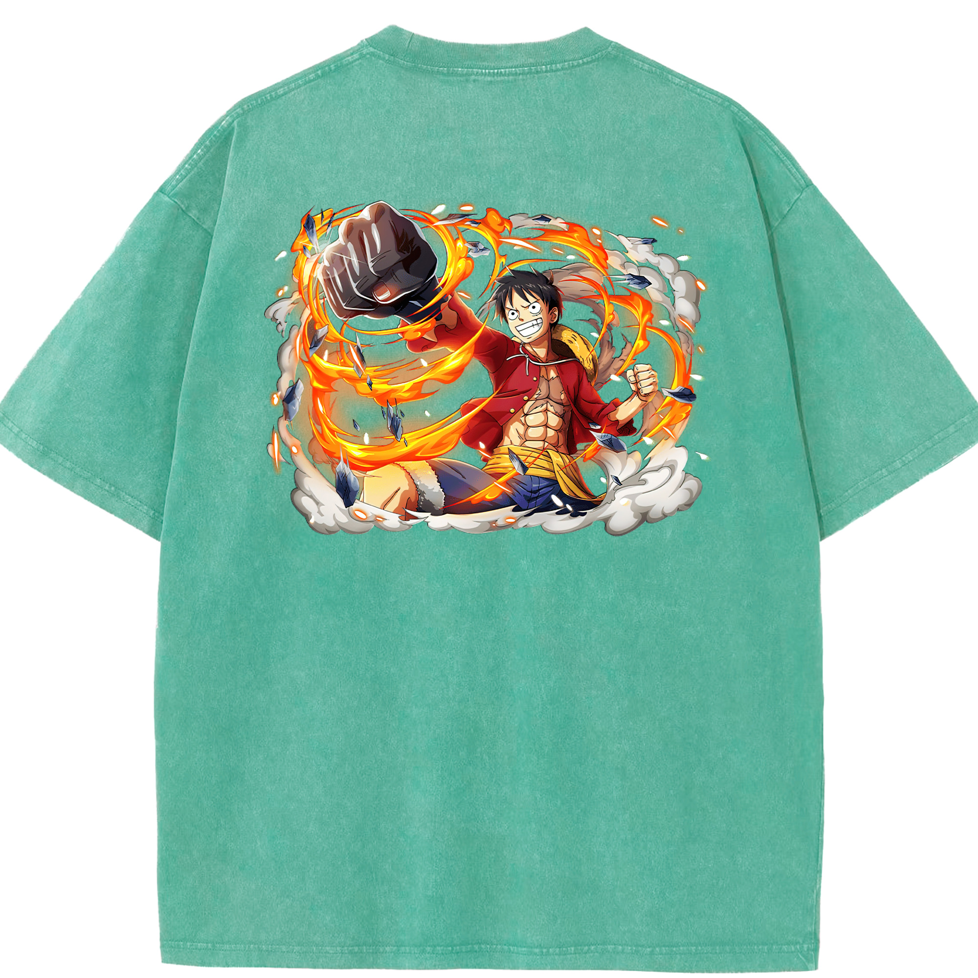 ワンピース モンキー・D・ルフィ ONE PIECE Monkey D. Luffy 綿100% ヴィンテージ風 半袖Tシャツ（背面プリント）
